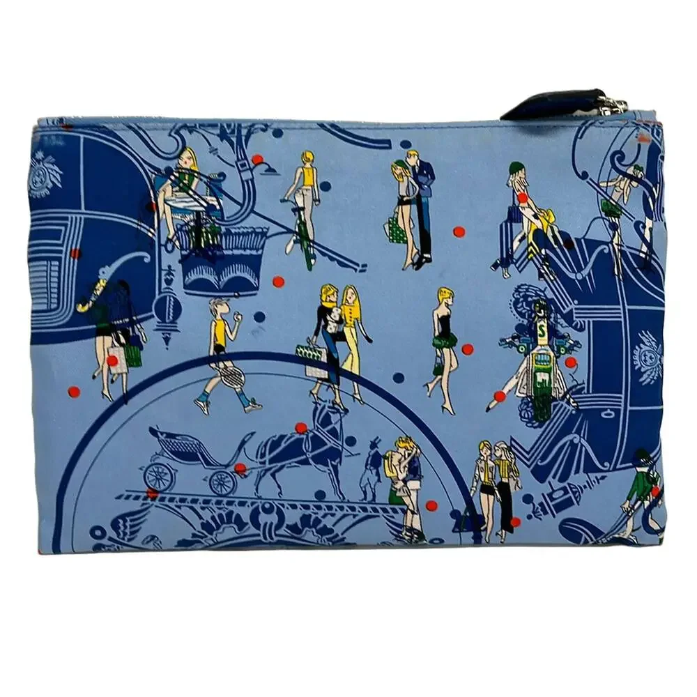 Hermès y Pocket Pouch Light Blue Multi Silk